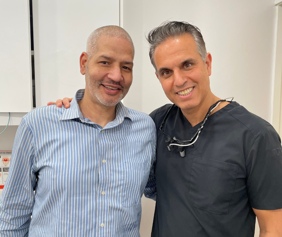 Dr Richard Nejat of Advanced Periodontics & Implant Dentistry Bronxville with a patient both smiling